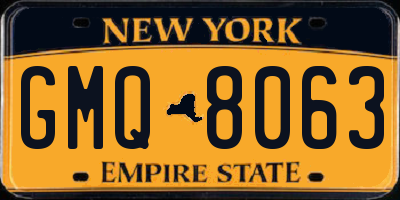 NY license plate GMQ8063