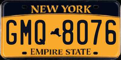 NY license plate GMQ8076