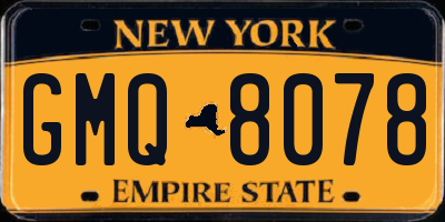 NY license plate GMQ8078