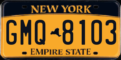 NY license plate GMQ8103