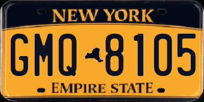 NY license plate GMQ8105