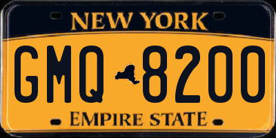 NY license plate GMQ8200
