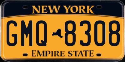 NY license plate GMQ8308