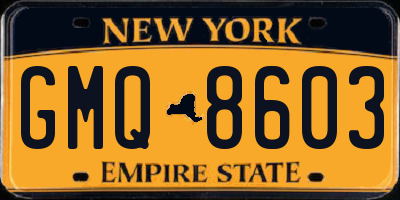 NY license plate GMQ8603