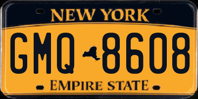 NY license plate GMQ8608