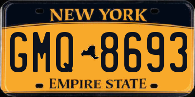 NY license plate GMQ8693
