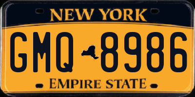 NY license plate GMQ8986