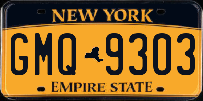 NY license plate GMQ9303