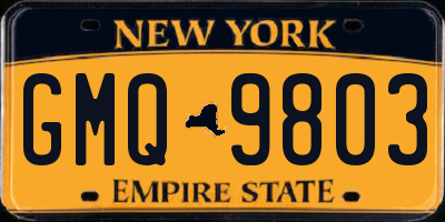 NY license plate GMQ9803