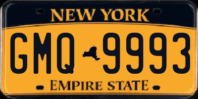 NY license plate GMQ9993