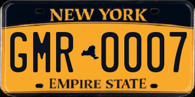 NY license plate GMR0007