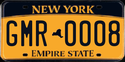 NY license plate GMR0008