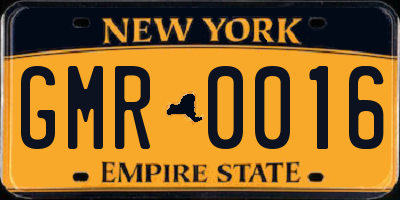 NY license plate GMR0016
