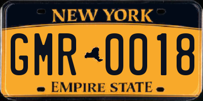 NY license plate GMR0018