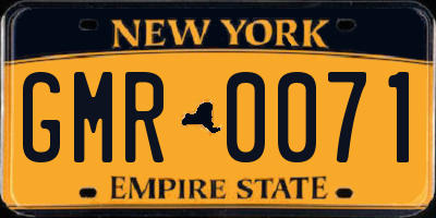 NY license plate GMR0071