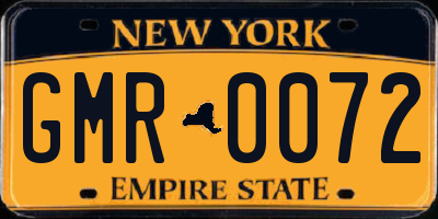 NY license plate GMR0072