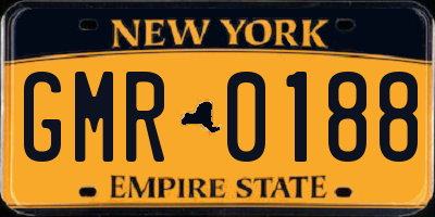 NY license plate GMR0188