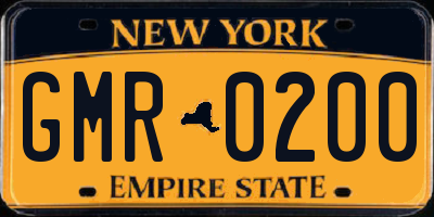 NY license plate GMR0200