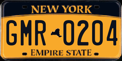 NY license plate GMR0204