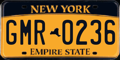 NY license plate GMR0236