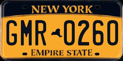 NY license plate GMR0260