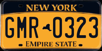 NY license plate GMR0323