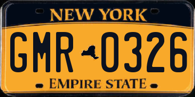 NY license plate GMR0326