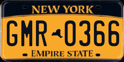 NY license plate GMR0366