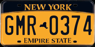 NY license plate GMR0374