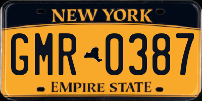 NY license plate GMR0387