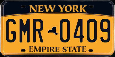 NY license plate GMR0409