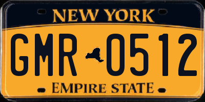 NY license plate GMR0512