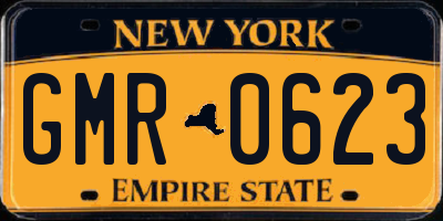 NY license plate GMR0623