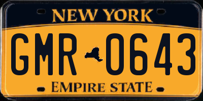 NY license plate GMR0643