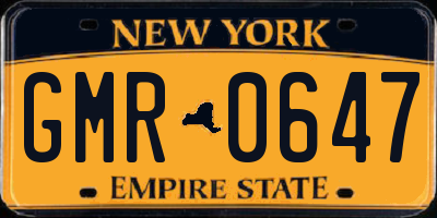 NY license plate GMR0647
