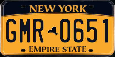 NY license plate GMR0651