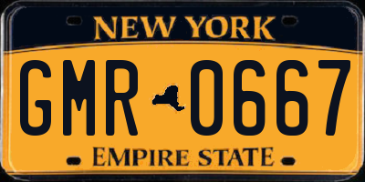 NY license plate GMR0667