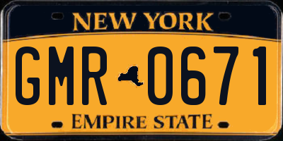 NY license plate GMR0671