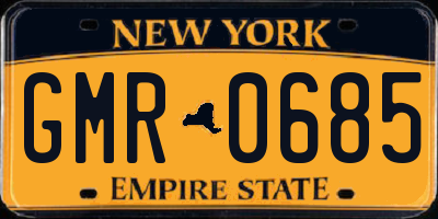 NY license plate GMR0685