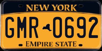 NY license plate GMR0692