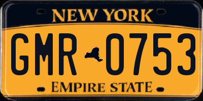 NY license plate GMR0753