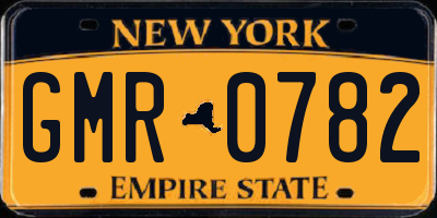 NY license plate GMR0782