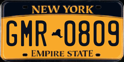NY license plate GMR0809