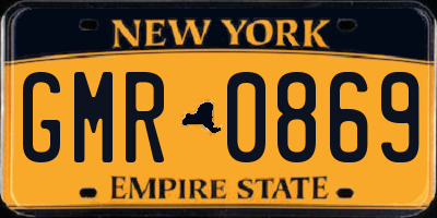 NY license plate GMR0869