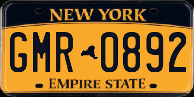 NY license plate GMR0892