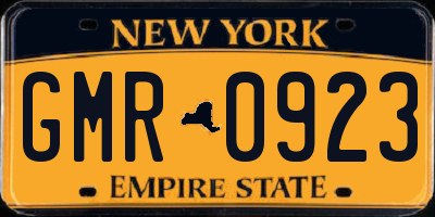 NY license plate GMR0923