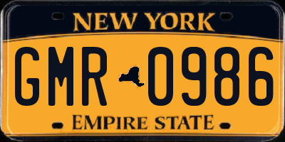 NY license plate GMR0986