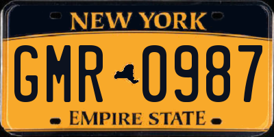 NY license plate GMR0987