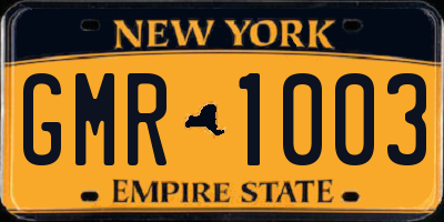 NY license plate GMR1003