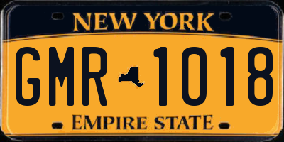 NY license plate GMR1018